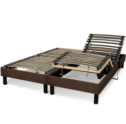 Essenzia Zen Sommier électrique DETENTE MARRON 2x90x200 Lattes
