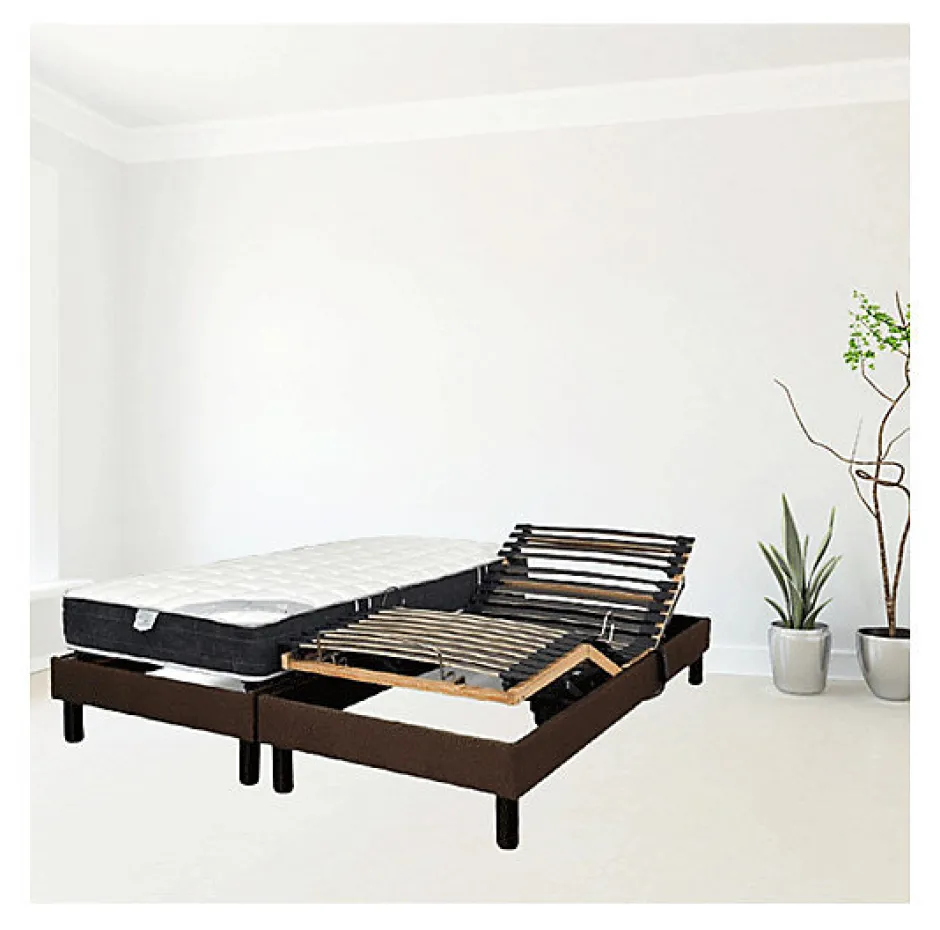 Essenzia Zen Sommier électrique DETENTE MARRON 90x200 Lattes