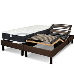 Essenzia Zen Sommier électrique DETENTE MARRON 90x200 Lattes