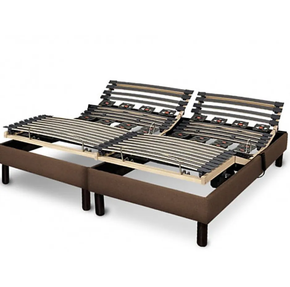 Essenzia Zen Sommier électrique EMOTION MARRON 2x70x190 Lattes et Plots Discount