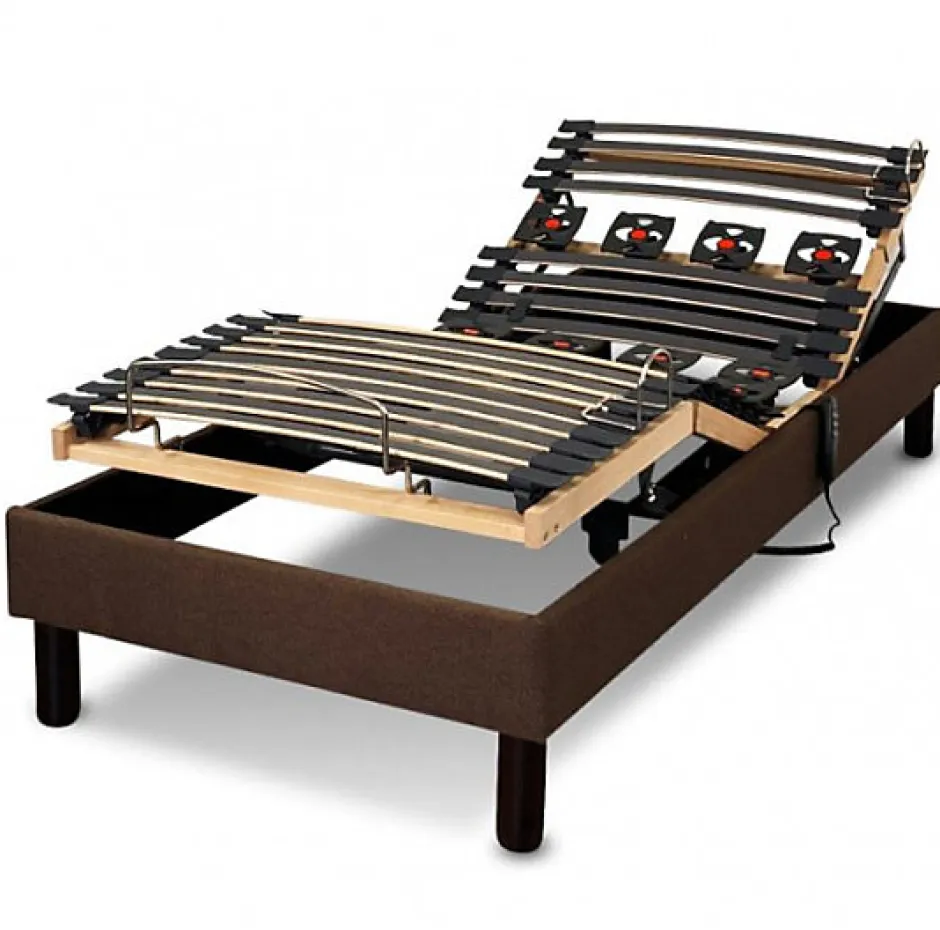Essenzia Zen Sommier électrique EMOTION MARRON 70x190 Lattes et Plots Hot