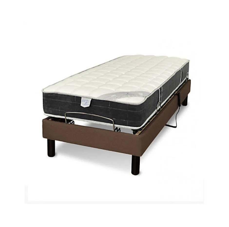 Essenzia Zen Sommier électrique EMOTION MARRON 70x190 Lattes et Plots Hot