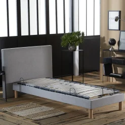 Idliterie Sommier électrique matelas mémoire formex190gris clair 90x190