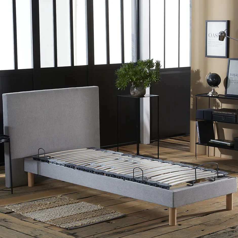 Idliterie Sommier électrique matelas mémoire formex190gris clair 90x190