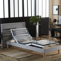 Idliterie Sommier électrique matelas mémoire formex190gris clair 90x190
