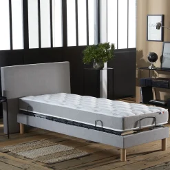 Idliterie Sommier électrique matelas mémoire formex190gris clair 90x190