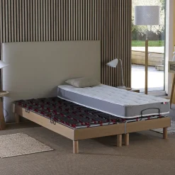 Idliterie Sommier électrique matelas mousse mémoire forme 2x90 x200