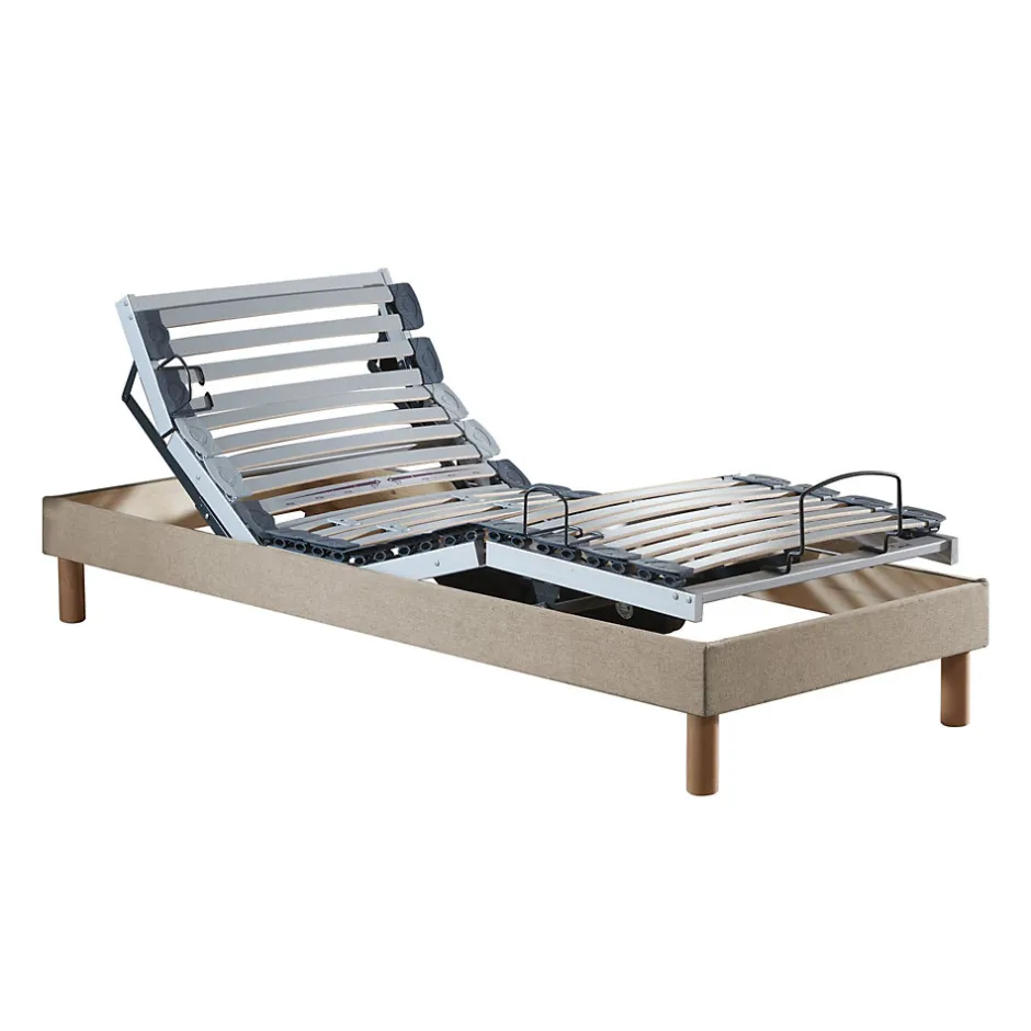 Idliterie Sommier électrique relaxation lattes lisse beige 70x190