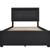 Blackcolors Sommier LED 2 Tiroirs 90x200cm Bois Tête Réglable Noir