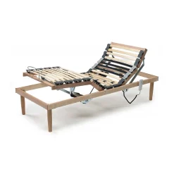 Talamo Italia Sommier simple Dbuz, sommier à lattes en bois avec moteur, sommier orthopédique inclinable motorisé, 80x190h 34 cm