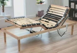 Talamo Italia Sommier simple Dbuz, sommier à lattes en bois avec moteur, sommier orthopédique inclinable motorisé, 80x190h 34 cm