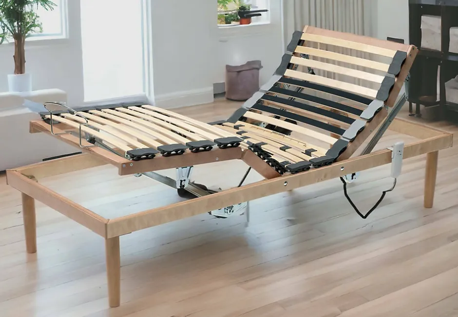 Talamo Italia Sommier simple Dbuz, sommier à lattes en bois avec moteur, sommier orthopédique inclinable motorisé, 80x190h 34 cm