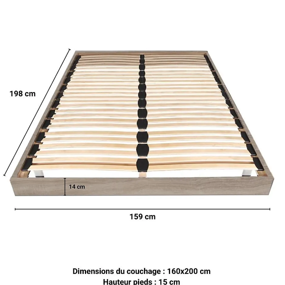Weber Industries Sommier sur pied SOMKIT 160x200 / Décor Chêne grisé