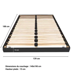 Weber Industries Sommier sur pied SOMKIT 140x190 / Noir Outlet