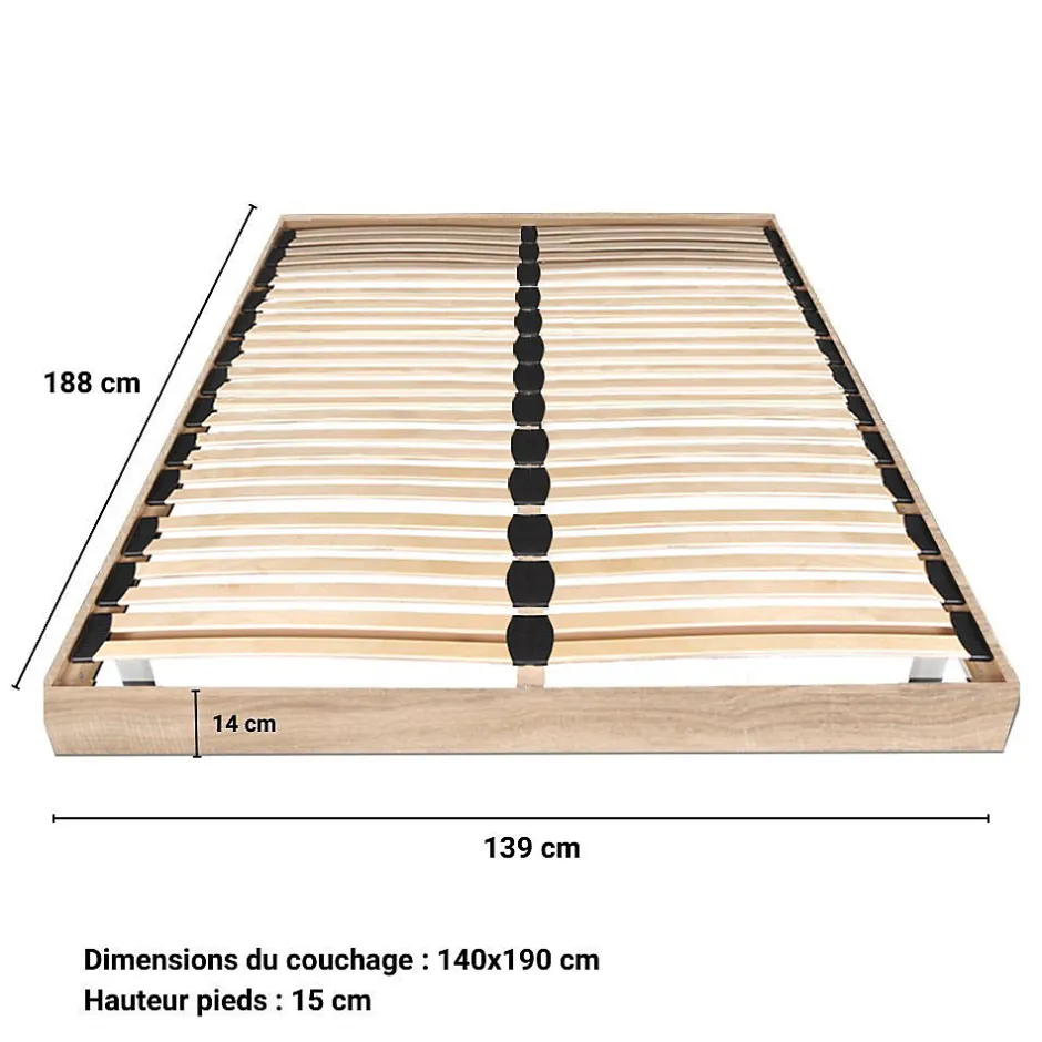 Weber Industries Sommier sur pied SOMKIT 140x190 / Décor Chêne blanchi