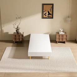 Teeno Sommier Tapissier à Lattes 80x200cm Blanc, 6 pieds Best