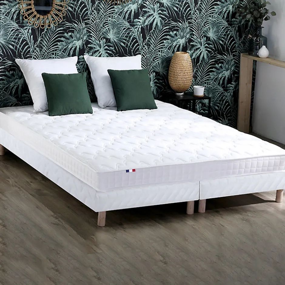 Idliterie Sommier tapissier à lattes blanc 2x80x200