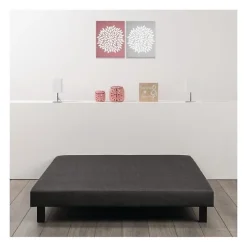Deko Dream Sommier tapissier a lattes 160 x 200 - Bois massif gris anthracite + pieds - FINLANDEK Rakenne Outlet