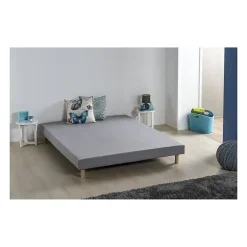 Deko Dream Sommier tapissier a lattes 140 x 190 - Bois massif gris + pieds - FINLANDEK Rakenne