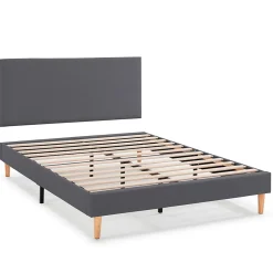 Vs Venta-Stock Sommier tapissier Aura + tête de lit 140x190 cm Gris Foncé, hauteur 30 cm
