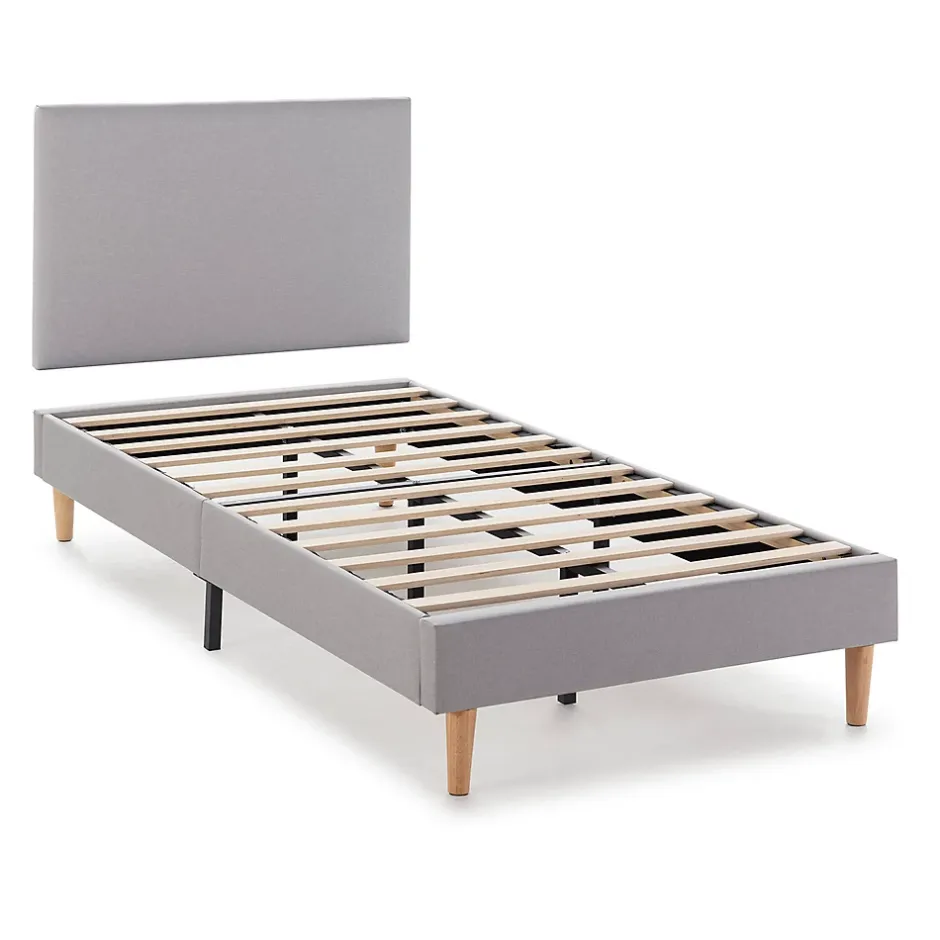 Vs Venta-Stock Sommier tapissier Aura + tête de lit 90x190 cm, Gris clair, hauteur 30 cm Discount