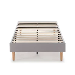 Vs Venta-Stock Sommier tapissier Aura + tête de lit 90x190 cm, Gris clair, hauteur 30 cm Discount