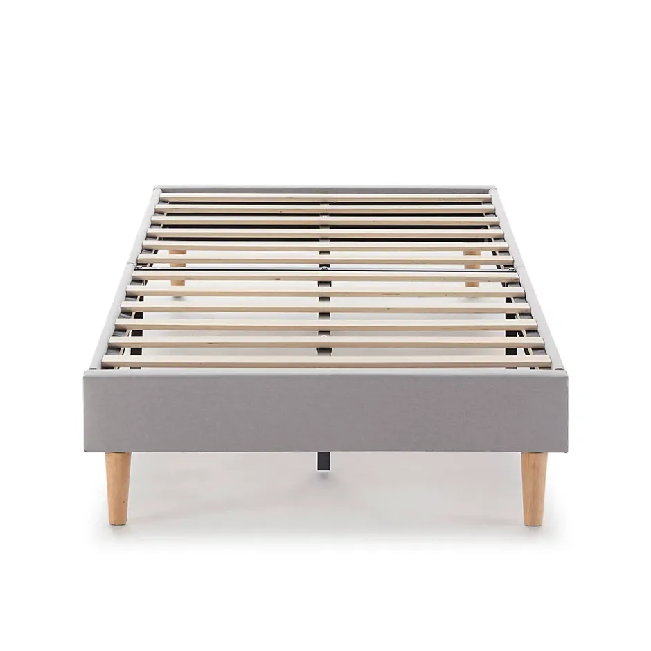 Vs Venta-Stock Sommier tapissier Aura + tête de lit 90x190 cm, Gris clair, hauteur 30 cm Discount