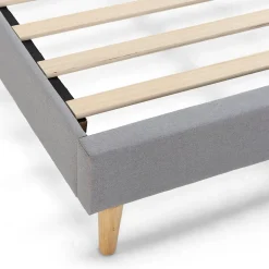 Vs Venta-Stock Sommier tapissier Aura + tête de lit 90x190 cm, Gris clair, hauteur 30 cm Discount