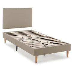 Vs Venta-Stock Sommier tapissier Aura + tête de lit 90x190 cm Beige, hauteur 30 cm Discount