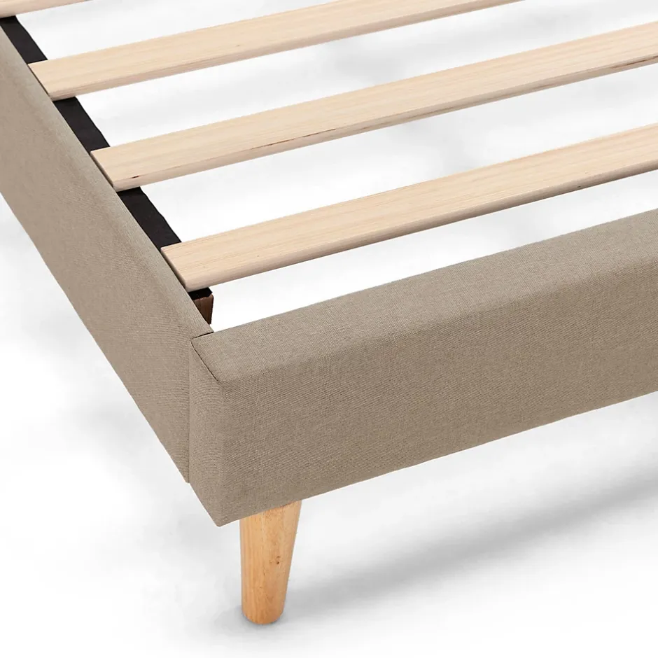 Vs Venta-Stock Sommier tapissier Aura + tête de lit 90x190 cm Beige, hauteur 30 cm Discount