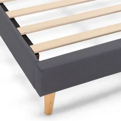 Vs Venta-Stock Sommier tapissier Aura + tête de lit 140x200 cm Gris Foncé, hauteur 30 cm Clearance