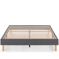 Vs Venta-Stock Sommier tapissier Aura + tête de lit 140x200 cm Gris Foncé, hauteur 30 cm Clearance