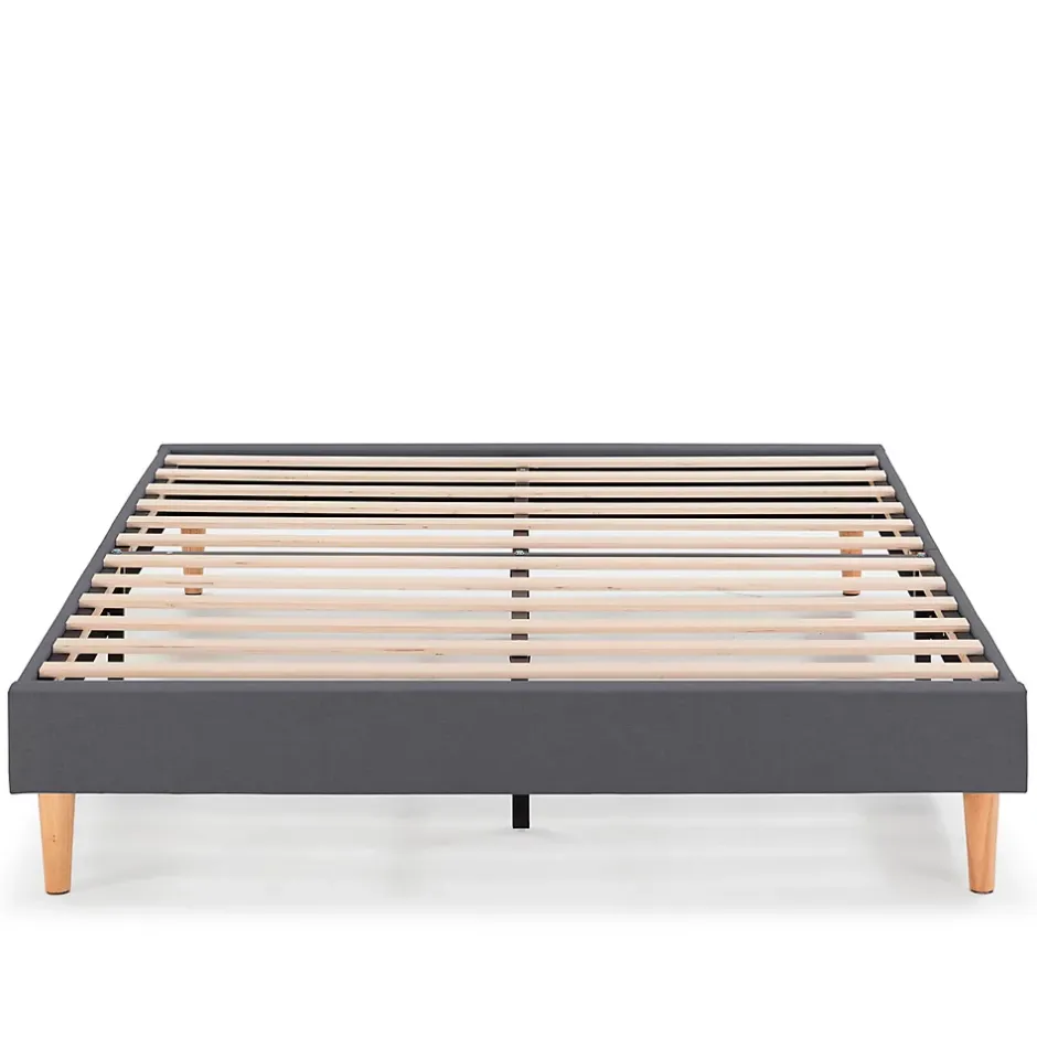Vs Venta-Stock Sommier tapissier Aura + tête de lit 140x200 cm Gris Foncé, hauteur 30 cm Clearance
