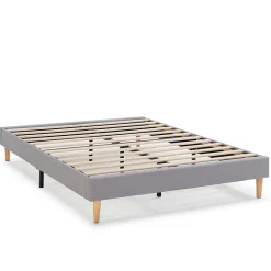 Vs Venta-Stock Sommier tapissier Aura 150x190 cm Gris clair, Hauteur 30 cm