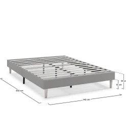 Vs Venta-Stock Sommier tapissier Aura 140x200 cm Beige, Hauteur 30 cm