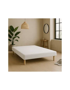 By Sommiflex. SOMMIER TAPISSIER BLANC 140x200 cm FABRICATION FRANÇAISE ARTISANALE PIEDS OFFERTS HAUTEUR avec PIEDS 27 cm