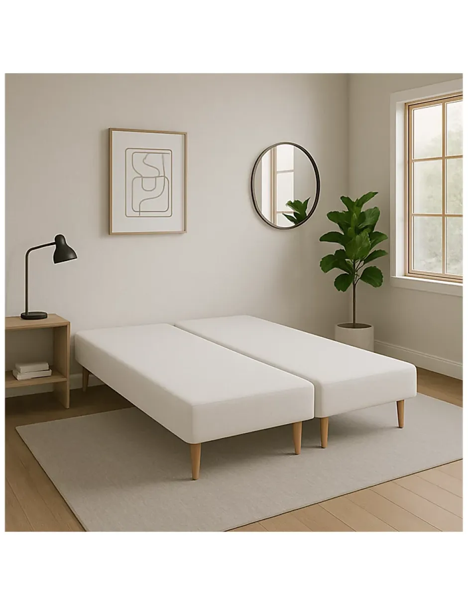 By Sommiflex. SOMMIER TAPISSIER BLANC 100x200x2 (200x200) FABRICATION FRANÇAISE ARTISANALE PIEDS OFFERTS HAUTEUR avec PIEDS 27 cm Discount