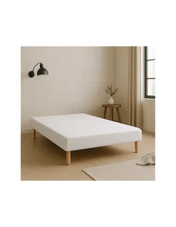 By Sommiflex. SOMMIER TAPISSIER BLANC 160x200 cm FABRICATION FRANÇAISE ARTISANALE PIEDS OFFERTS HAUTEUR avec PIEDS 27 cm Discount