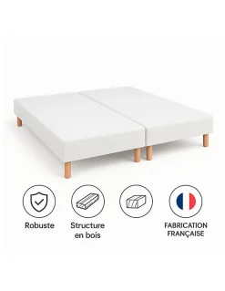 By Sommiflex. SOMMIER TAPISSIER blanc 90x200x2 (180x200) avec PIEDS offerts FABRICATION FRANÇ