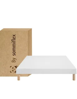 By Sommiflex. SOMMIER TAPISSIER BLANC 120x190 cm FABRICATION FRANÇAISE ARTISANALE PIEDS OFFERTS HAUTEUR avec PIEDS 27 cm