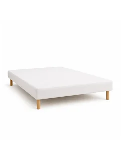 By Sommiflex. SOMMIER TAPISSIER BLANC 130x190 cm FABRICATION FRANÇAISE ARTISANALE PIEDS OFFERTS HAUTEUR avec PIEDS 27 cm