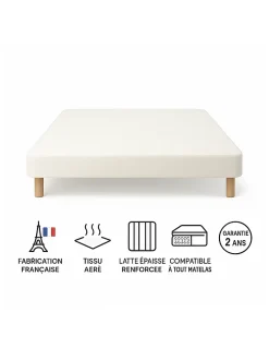 By Sommiflex. Sommier Tapissier Blanc 130x200 Fabrication Française Artisanale Sale
