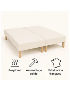 By Sommiflex. SOMMIER TAPISSIER BLANC 80x200x2 (160x200) FABRICATION FRANÇAISE ARTISANALE PIEDS OFFERTS HAUTEUR avec PIEDS 27 cm