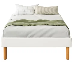 King Of Dreams Sommier tapissier blanc 100x200 avec pieds 20 cm - 13 lattes - montage rapide - confort optimal - usage quotidien