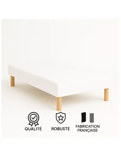 By Sommiflex. SOMMIER TAPISSIER BLANC 90x200 cm FABRICATION FRANÇAISE ARTISANALE PIEDS OFFERTS HAUTEUR avec PIEDS 27 cm New