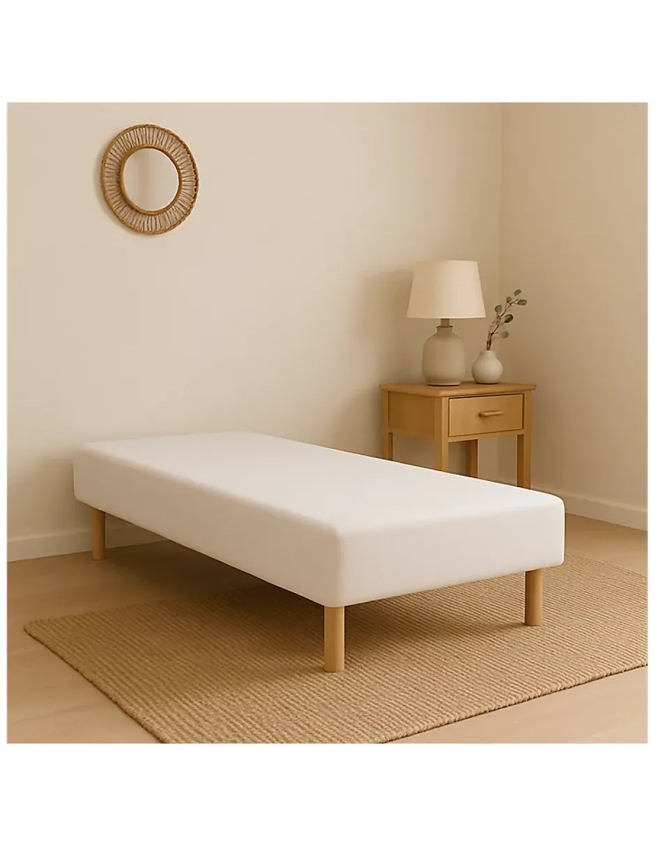 By Sommiflex. SOMMIER TAPISSIER BLANC 90x200 cm FABRICATION FRANÇAISE ARTISANALE PIEDS OFFERTS HAUTEUR avec PIEDS 27 cm New