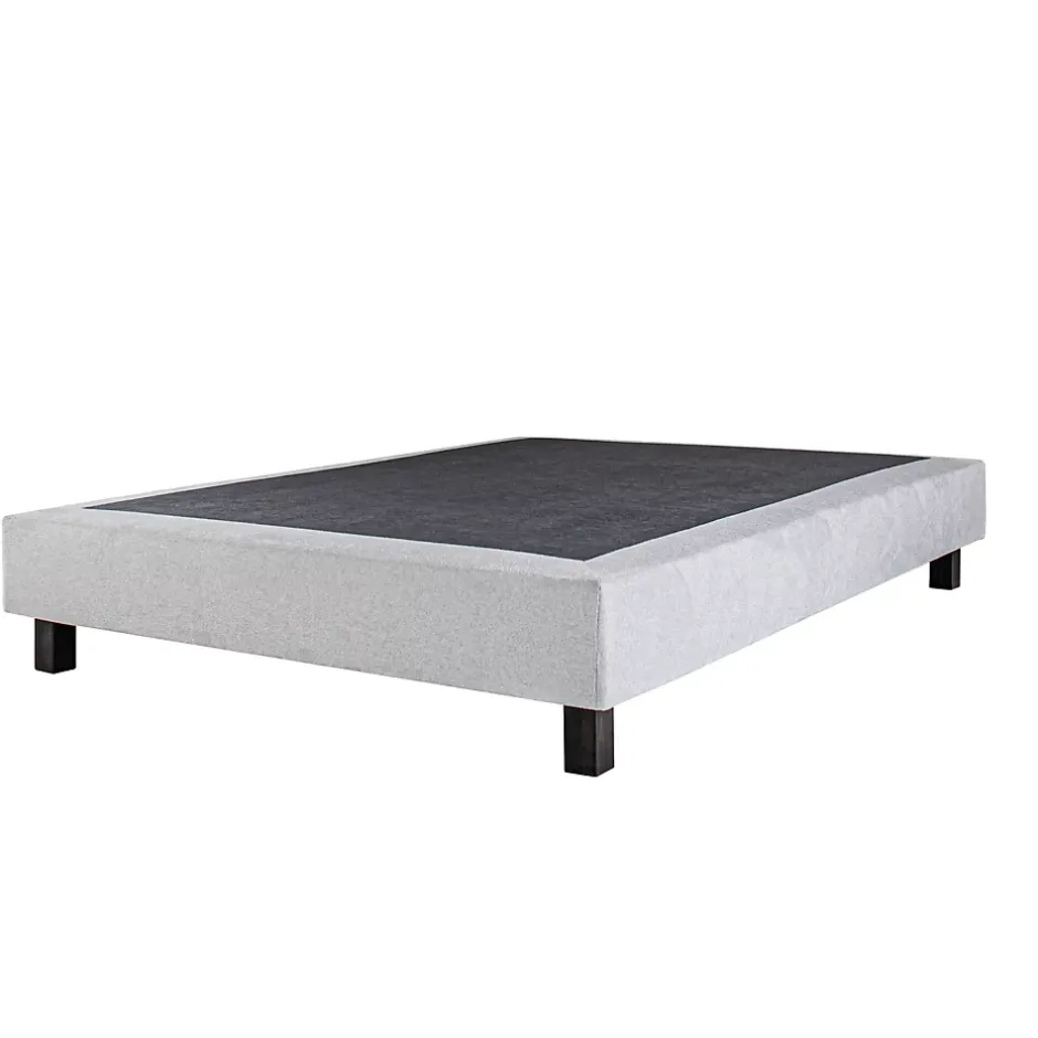 Home Maison Sommier tapissier bois massif gris avec pieds (160x200 cm - Gris)