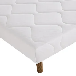 Home Maison Sommier tapissier bois massif blanc avec pieds (140x190 cm - Blanc)