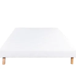 Home Maison Sommier tapissier bois massif blanc avec pieds (140x190 cm - Blanc)