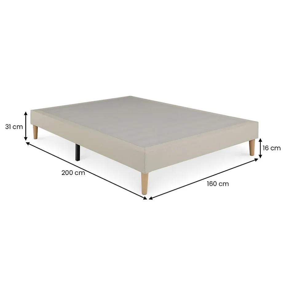 Idimex Sommier tapissier BREST 160 x 200 cm revêtement tissu - Beige